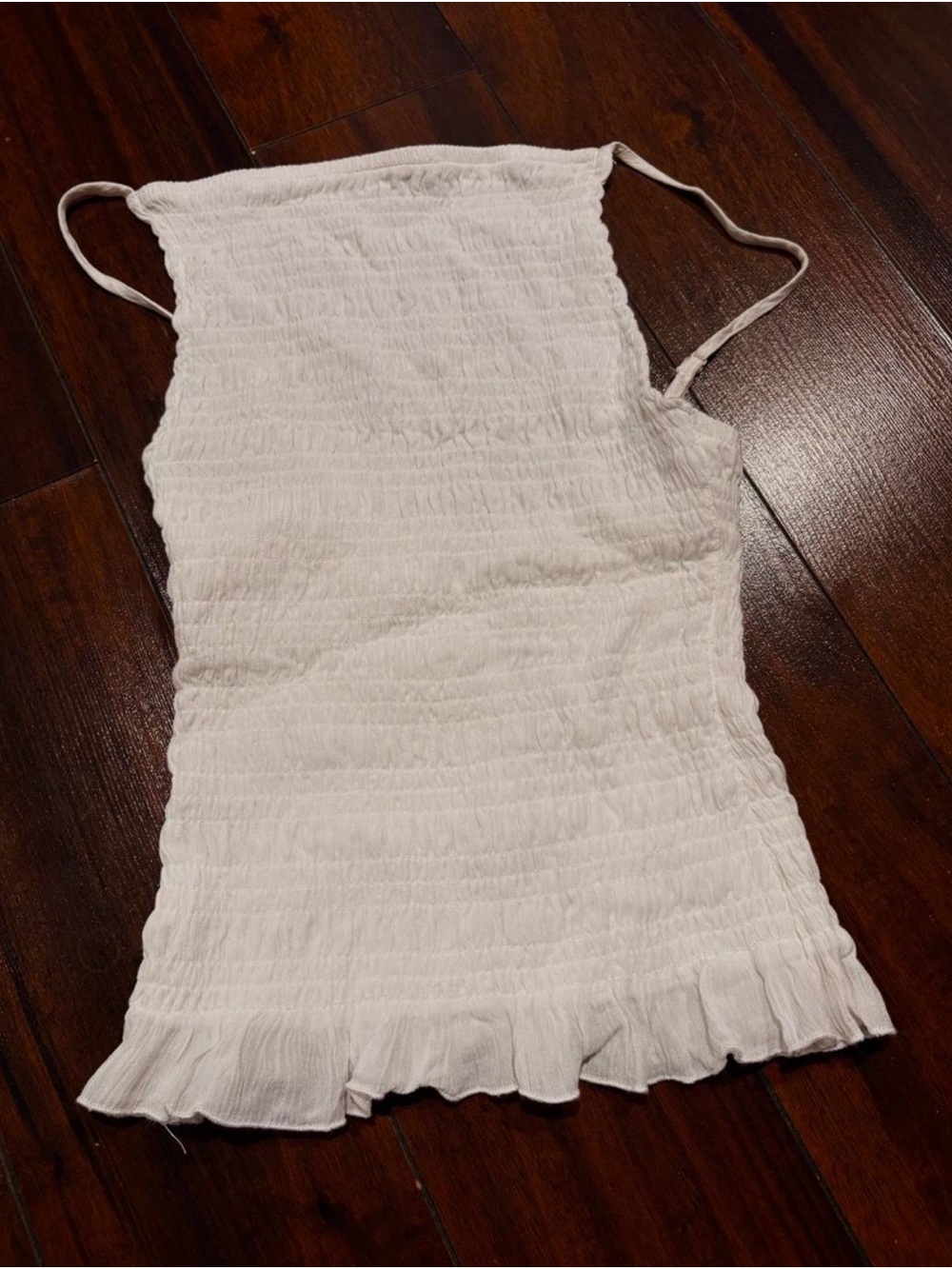 Garage White Smocked Ruffle Cami